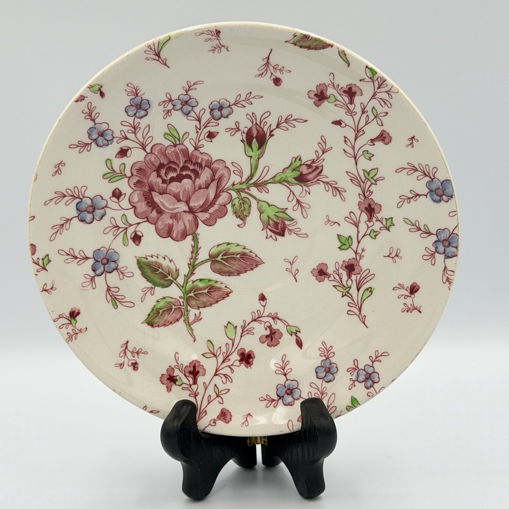 VTG Johnson Bros Rose Chintz Jumbo Cup Saucer 7" England Ironstone Floral